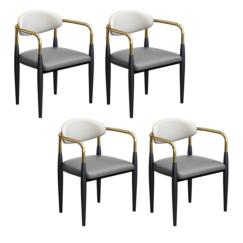 Modern Style Arm Chair Leather Open Back Dining Chair for Dining Room Grey 4 Piece Set Clearhalo 'Dining Chairs' 'Dining Tables & Seating' 'dining_chair' 'furn' 'furn_dining_chair' 'Furniture' 'furniture_dining_chair' 'Kitchen & Dining Furniture' 4986247