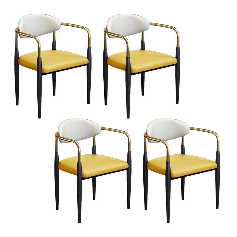 Modern Style Arm Chair Leather Open Back Dining Chair for Dining Room Yellow 4 Piece Set Clearhalo 'Dining Chairs' 'Dining Tables & Seating' 'dining_chair' 'furn' 'furn_dining_chair' 'Furniture' 'furniture_dining_chair' 'Kitchen & Dining Furniture' 4986252