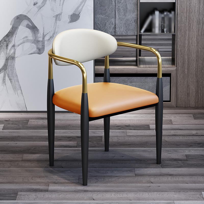 Modern Style Arm Chair Leather Open Back Dining Chair for Dining Room Clearhalo 'Dining Chairs' 'Dining Tables & Seating' 'dining_chair' 'furn' 'furn_dining_chair' 'Furniture' 'furniture_dining_chair' 'Kitchen & Dining Furniture' 4986256