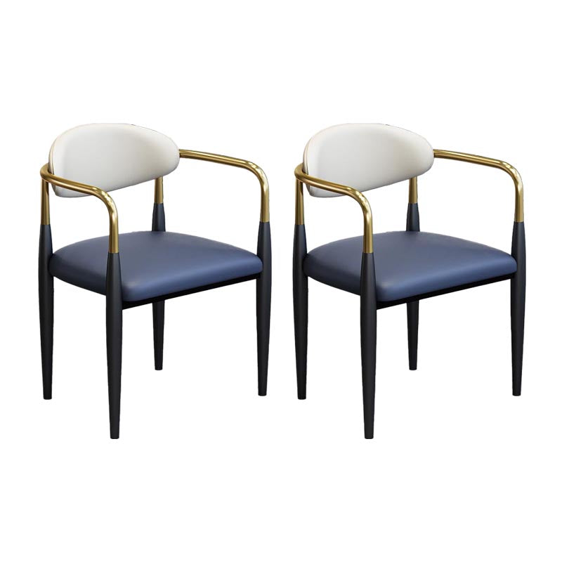 Modern Style Arm Chair Leather Open Back Dining Chair for Dining Room Blue 2 Piece Set Clearhalo 'Dining Chairs' 'Dining Tables & Seating' 'dining_chair' 'furn' 'furn_dining_chair' 'Furniture' 'furniture_dining_chair' 'Kitchen & Dining Furniture' 4986262