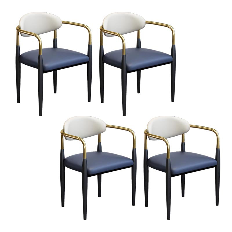 Modern Style Arm Chair Leather Open Back Dining Chair for Dining Room Blue 4 Piece Set Clearhalo 'Dining Chairs' 'Dining Tables & Seating' 'dining_chair' 'furn' 'furn_dining_chair' 'Furniture' 'furniture_dining_chair' 'Kitchen & Dining Furniture' 4986263