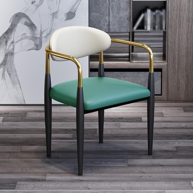 Modern Style Arm Chair Leather Open Back Dining Chair for Dining Room Green 1 Piece Clearhalo 'Dining Chairs' 'Dining Tables & Seating' 'dining_chair' 'furn' 'furn_dining_chair' 'Furniture' 'furniture_dining_chair' 'Kitchen & Dining Furniture' 4986264