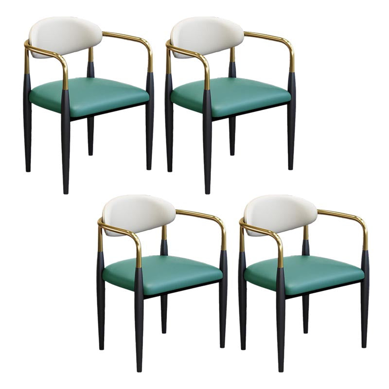 Modern Style Arm Chair Leather Open Back Dining Chair for Dining Room Green 4 Piece Set Clearhalo 'Dining Chairs' 'Dining Tables & Seating' 'dining_chair' 'furn' 'furn_dining_chair' 'Furniture' 'furniture_dining_chair' 'Kitchen & Dining Furniture' 4986266