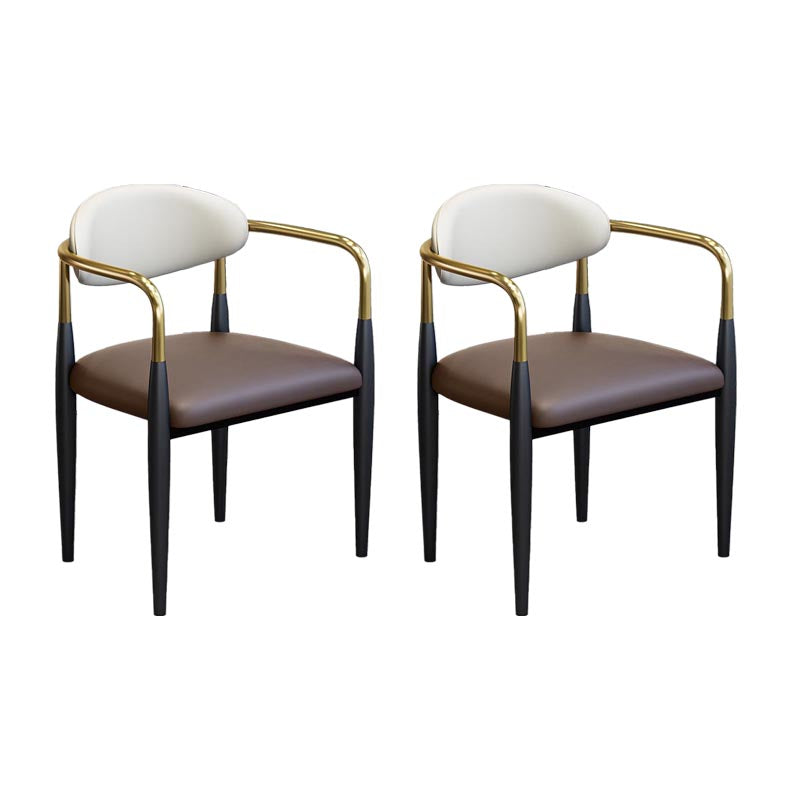 Modern Style Arm Chair Leather Open Back Dining Chair for Dining Room Coffee 2 Piece Set Clearhalo 'Dining Chairs' 'Dining Tables & Seating' 'dining_chair' 'furn' 'furn_dining_chair' 'Furniture' 'furniture_dining_chair' 'Kitchen & Dining Furniture' 4986268