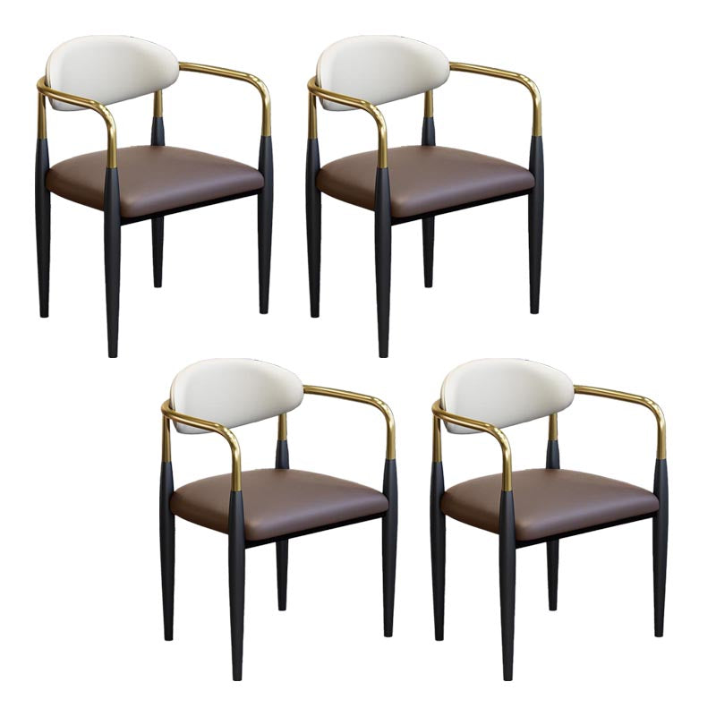 Modern Style Arm Chair Leather Open Back Dining Chair for Dining Room Coffee 4 Piece Set Clearhalo 'Dining Chairs' 'Dining Tables & Seating' 'dining_chair' 'furn' 'furn_dining_chair' 'Furniture' 'furniture_dining_chair' 'Kitchen & Dining Furniture' 4986269