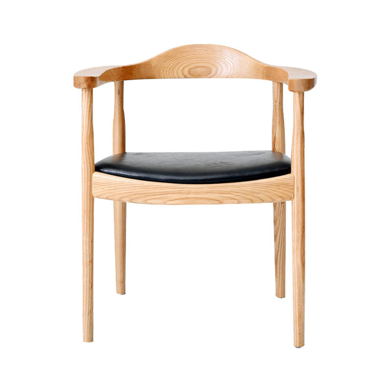 Modern Style Arm Chair Solid Wood Open Back Indoor Dining Chair Natural Matt Black 1 Piece Clearhalo 'Dining Chairs' 'Dining Tables & Seating' 'dining_chair' 'furn' 'furn_dining_chair' 'Furniture' 'furniture_dining_chair' 'Kitchen & Dining Furniture' 4986272