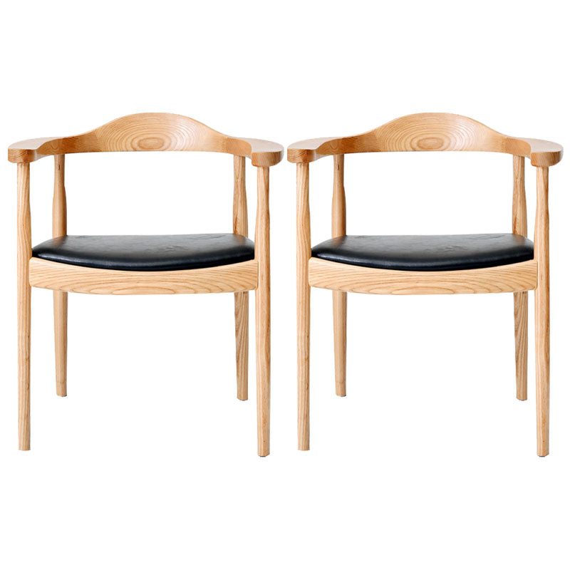 Modern Style Arm Chair Solid Wood Open Back Indoor Dining Chair Natural Matt Black 2 Piece Set Clearhalo 'Dining Chairs' 'Dining Tables & Seating' 'dining_chair' 'furn' 'furn_dining_chair' 'Furniture' 'furniture_dining_chair' 'Kitchen & Dining Furniture' 4986274