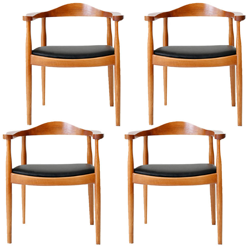 Modern Style Arm Chair Solid Wood Open Back Indoor Dining Chair Brown Black 4 Piece Set Clearhalo 'Dining Chairs' 'Dining Tables & Seating' 'dining_chair' 'furn' 'furn_dining_chair' 'Furniture' 'furniture_dining_chair' 'Kitchen & Dining Furniture' 4986281