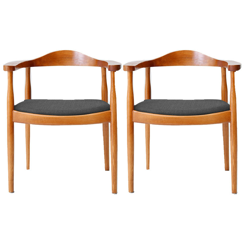 Modern Style Arm Chair Solid Wood Open Back Indoor Dining Chair Brown Gray 2 Piece Set Clearhalo 'Dining Chairs' 'Dining Tables & Seating' 'dining_chair' 'furn' 'furn_dining_chair' 'Furniture' 'furniture_dining_chair' 'Kitchen & Dining Furniture' 4986292