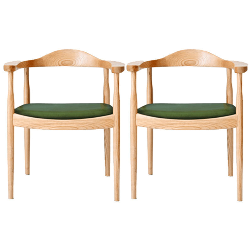 Modern Style Arm Chair Solid Wood Open Back Indoor Dining Chair Natural Green 2 Piece Set Clearhalo 'Dining Chairs' 'Dining Tables & Seating' 'dining_chair' 'furn' 'furn_dining_chair' 'Furniture' 'furniture_dining_chair' 'Kitchen & Dining Furniture' 4986296
