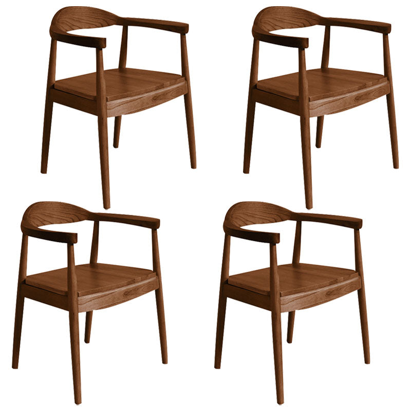 Modern Style Arm Chair Solid Wood Open Back Indoor Dining Chair Walnut Brown 4 Piece Set Clearhalo 'Dining Chairs' 'Dining Tables & Seating' 'dining_chair' 'furn' 'furn_dining_chair' 'Furniture' 'furniture_dining_chair' 'Kitchen & Dining Furniture' 4986300