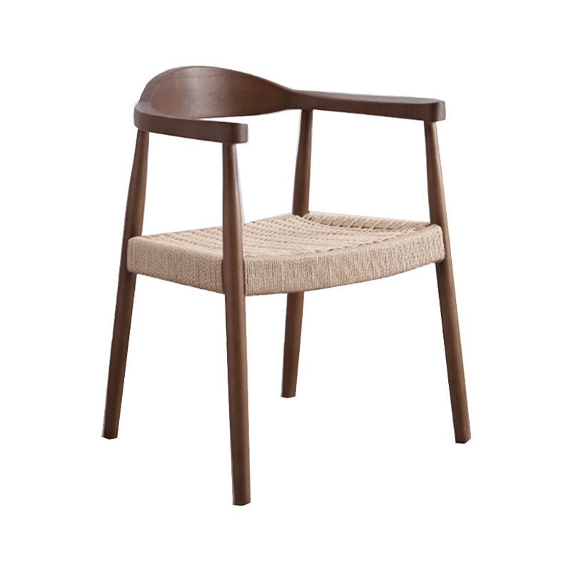 Modern Style Arm Chair Solid Wood Open Back Indoor Dining Chair Walnut Beige 1 Piece Clearhalo 'Dining Chairs' 'Dining Tables & Seating' 'dining_chair' 'furn' 'furn_dining_chair' 'Furniture' 'furniture_dining_chair' 'Kitchen & Dining Furniture' 4986301