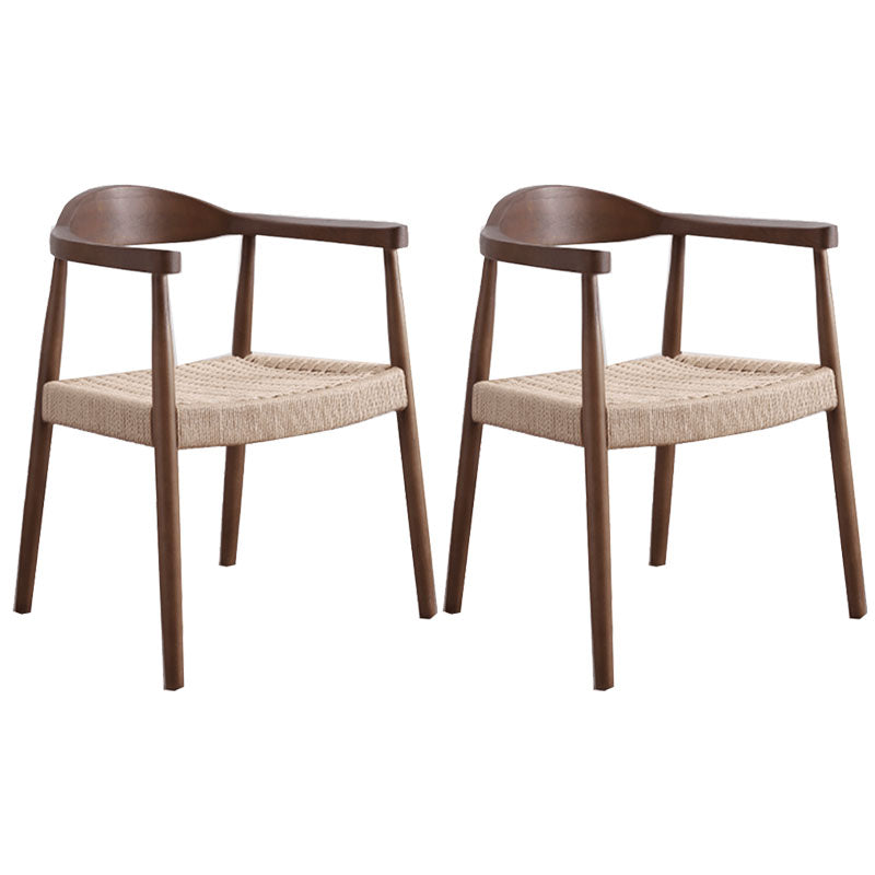 Modern Style Arm Chair Solid Wood Open Back Indoor Dining Chair Walnut Beige 2 Piece Set Clearhalo 'Dining Chairs' 'Dining Tables & Seating' 'dining_chair' 'furn' 'furn_dining_chair' 'Furniture' 'furniture_dining_chair' 'Kitchen & Dining Furniture' 4986302