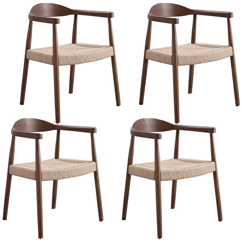 Modern Style Arm Chair Solid Wood Open Back Indoor Dining Chair Walnut Beige 4 Piece Set Clearhalo 'Dining Chairs' 'Dining Tables & Seating' 'dining_chair' 'furn' 'furn_dining_chair' 'Furniture' 'furniture_dining_chair' 'Kitchen & Dining Furniture' 4986303