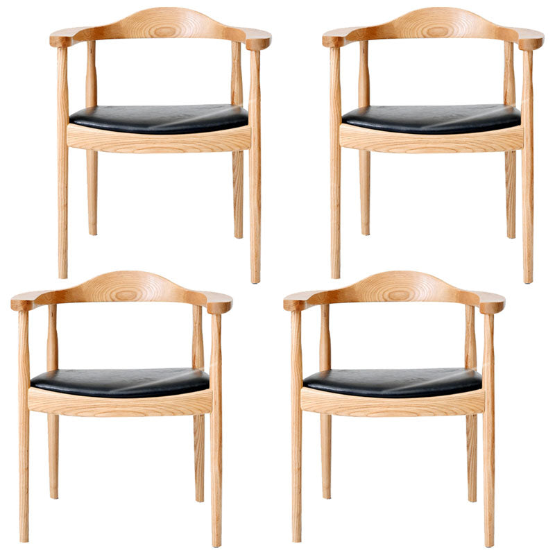 Modern Style Arm Chair Solid Wood Open Back Indoor Dining Chair Natural Black 4 Piece Set Clearhalo 'Dining Chairs' 'Dining Tables & Seating' 'dining_chair' 'furn' 'furn_dining_chair' 'Furniture' 'furniture_dining_chair' 'Kitchen & Dining Furniture' 4986306