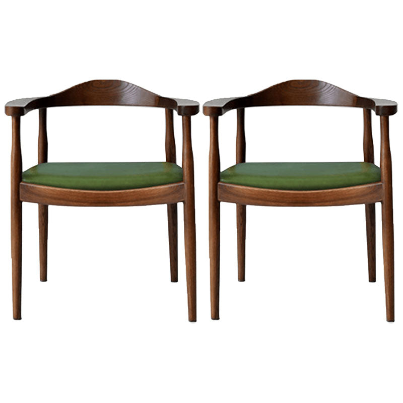 Modern Style Arm Chair Solid Wood Open Back Indoor Dining Chair Walnut Green 2 Piece Set Clearhalo 'Dining Chairs' 'Dining Tables & Seating' 'dining_chair' 'furn' 'furn_dining_chair' 'Furniture' 'furniture_dining_chair' 'Kitchen & Dining Furniture' 4986308