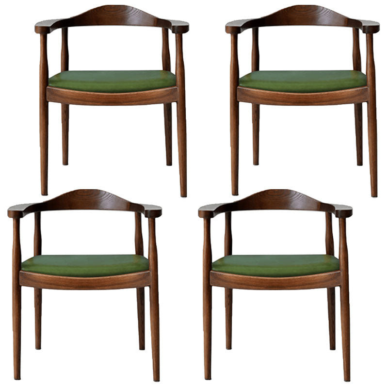 Modern Style Arm Chair Solid Wood Open Back Indoor Dining Chair Walnut Green 4 Piece Set Clearhalo 'Dining Chairs' 'Dining Tables & Seating' 'dining_chair' 'furn' 'furn_dining_chair' 'Furniture' 'furniture_dining_chair' 'Kitchen & Dining Furniture' 4986309