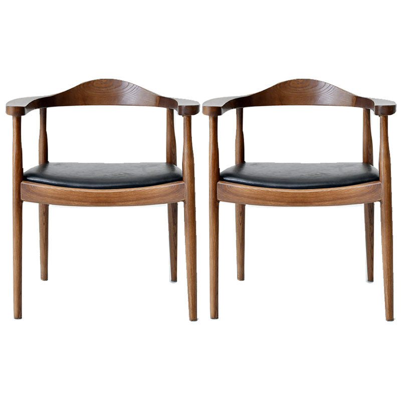 Modern Style Arm Chair Solid Wood Open Back Indoor Dining Chair Walnut Matt Black 2 Piece Set Clearhalo 'Dining Chairs' 'Dining Tables & Seating' 'dining_chair' 'furn' 'furn_dining_chair' 'Furniture' 'furniture_dining_chair' 'Kitchen & Dining Furniture' 4986311