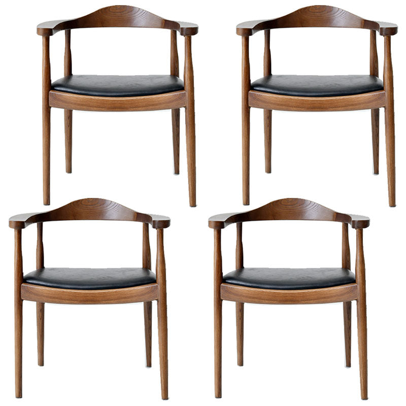 Modern Style Arm Chair Solid Wood Open Back Indoor Dining Chair Walnut Matt Black 4 Piece Set Clearhalo 'Dining Chairs' 'Dining Tables & Seating' 'dining_chair' 'furn' 'furn_dining_chair' 'Furniture' 'furniture_dining_chair' 'Kitchen & Dining Furniture' 4986312