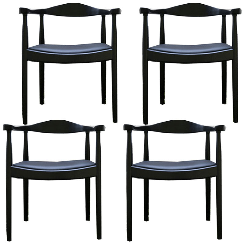 Modern Style Arm Chair Solid Wood Open Back Indoor Dining Chair Black Black 4 Piece Set Clearhalo 'Dining Chairs' 'Dining Tables & Seating' 'dining_chair' 'furn' 'furn_dining_chair' 'Furniture' 'furniture_dining_chair' 'Kitchen & Dining Furniture' 4986315