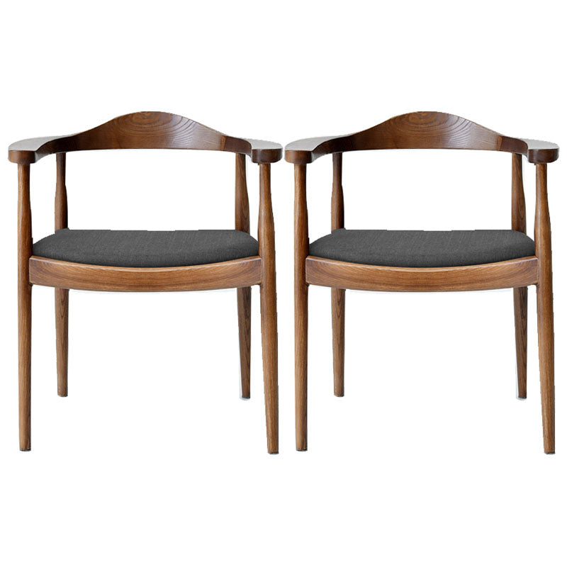 Modern Style Arm Chair Solid Wood Open Back Indoor Dining Chair Walnut Gray 2 Piece Set Clearhalo 'Dining Chairs' 'Dining Tables & Seating' 'dining_chair' 'furn' 'furn_dining_chair' 'Furniture' 'furniture_dining_chair' 'Kitchen & Dining Furniture' 4986320
