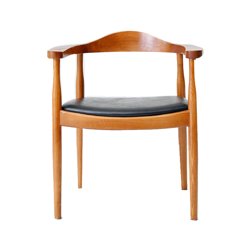 Modern Style Arm Chair Solid Wood Open Back Indoor Dining Chair Brown Matt Black 1 Piece Clearhalo 'Dining Chairs' 'Dining Tables & Seating' 'dining_chair' 'furn' 'furn_dining_chair' 'Furniture' 'furniture_dining_chair' 'Kitchen & Dining Furniture' 4986322