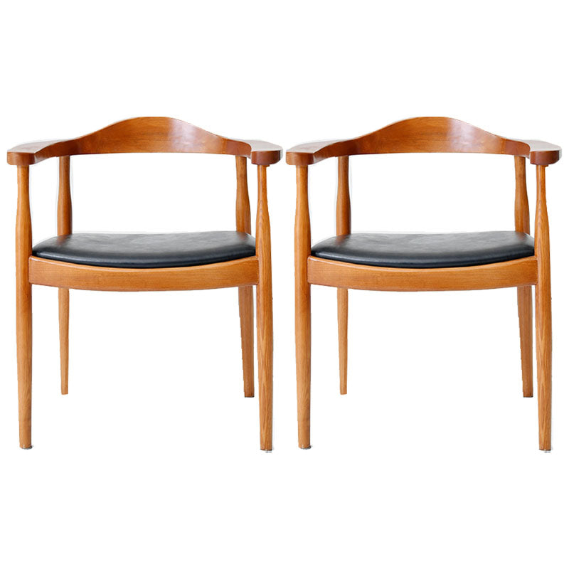 Modern Style Arm Chair Solid Wood Open Back Indoor Dining Chair Brown Matt Black 2 Piece Set Clearhalo 'Dining Chairs' 'Dining Tables & Seating' 'dining_chair' 'furn' 'furn_dining_chair' 'Furniture' 'furniture_dining_chair' 'Kitchen & Dining Furniture' 4986323