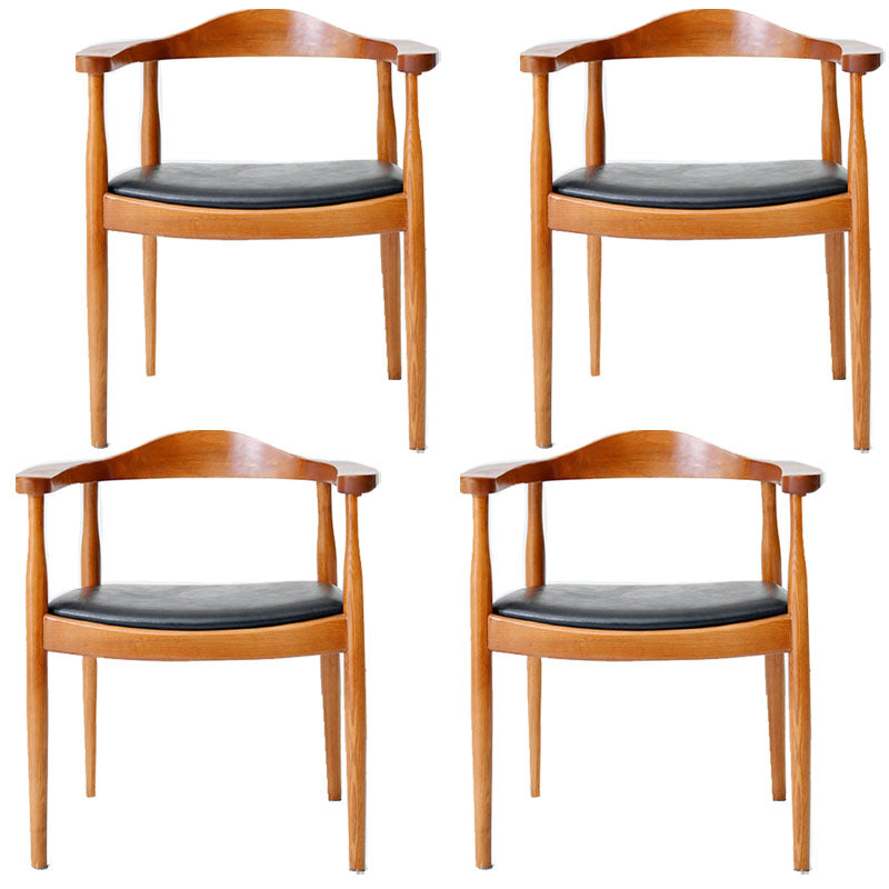 Modern Style Arm Chair Solid Wood Open Back Indoor Dining Chair Brown Matt Black 4 Piece Set Clearhalo 'Dining Chairs' 'Dining Tables & Seating' 'dining_chair' 'furn' 'furn_dining_chair' 'Furniture' 'furniture_dining_chair' 'Kitchen & Dining Furniture' 4986324