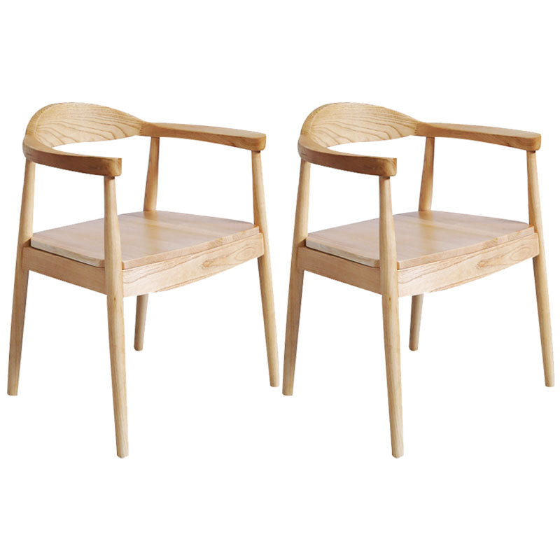 Modern Style Arm Chair Solid Wood Open Back Indoor Dining Chair Natural Brown 2 Piece Set Clearhalo 'Dining Chairs' 'Dining Tables & Seating' 'dining_chair' 'furn' 'furn_dining_chair' 'Furniture' 'furniture_dining_chair' 'Kitchen & Dining Furniture' 4986326