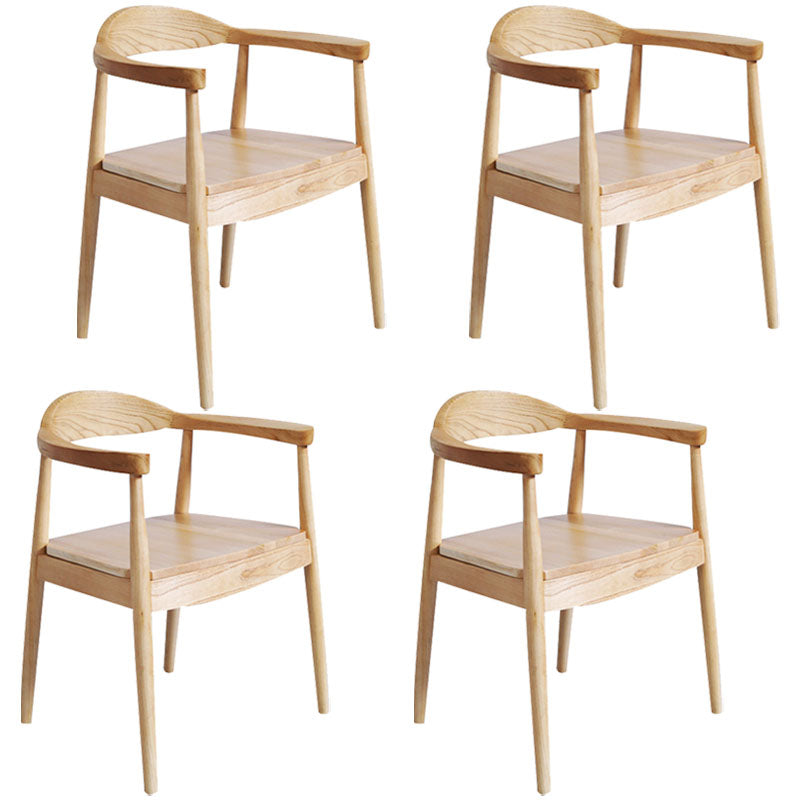 Modern Style Arm Chair Solid Wood Open Back Indoor Dining Chair Natural Brown 4 Piece Set Clearhalo 'Dining Chairs' 'Dining Tables & Seating' 'dining_chair' 'furn' 'furn_dining_chair' 'Furniture' 'furniture_dining_chair' 'Kitchen & Dining Furniture' 4986327