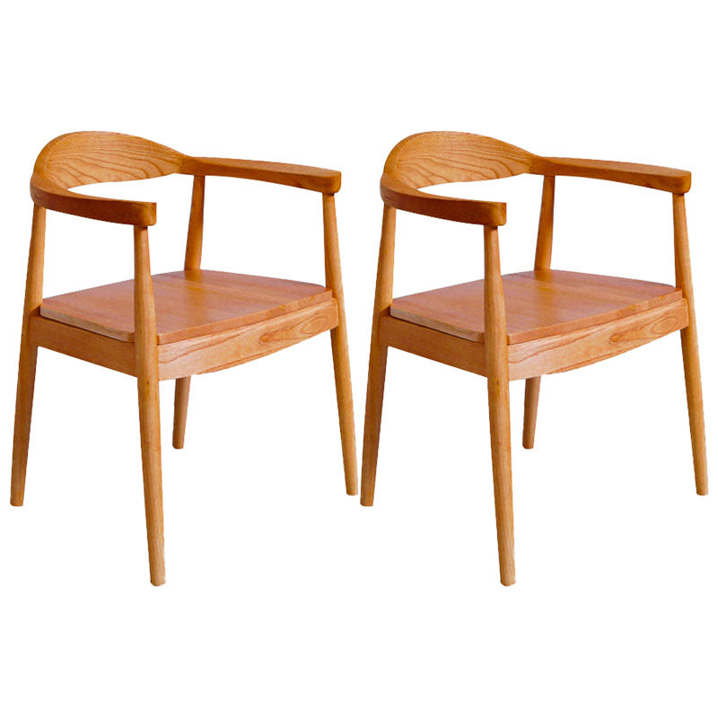 Modern Style Arm Chair Solid Wood Open Back Indoor Dining Chair Brown Brown 2 Piece Set Clearhalo 'Dining Chairs' 'Dining Tables & Seating' 'dining_chair' 'furn' 'furn_dining_chair' 'Furniture' 'furniture_dining_chair' 'Kitchen & Dining Furniture' 4986329