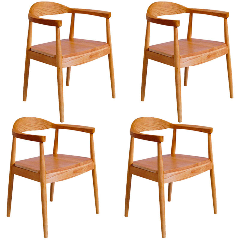 Modern Style Arm Chair Solid Wood Open Back Indoor Dining Chair Brown Brown 4 Piece Set Clearhalo 'Dining Chairs' 'Dining Tables & Seating' 'dining_chair' 'furn' 'furn_dining_chair' 'Furniture' 'furniture_dining_chair' 'Kitchen & Dining Furniture' 4986330