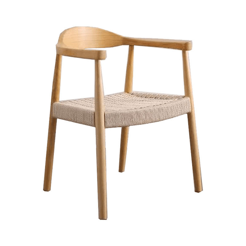 Modern Style Arm Chair Solid Wood Open Back Indoor Dining Chair Natural Beige 1 Piece Clearhalo 'Dining Chairs' 'Dining Tables & Seating' 'dining_chair' 'furn' 'furn_dining_chair' 'Furniture' 'furniture_dining_chair' 'Kitchen & Dining Furniture' 4986331
