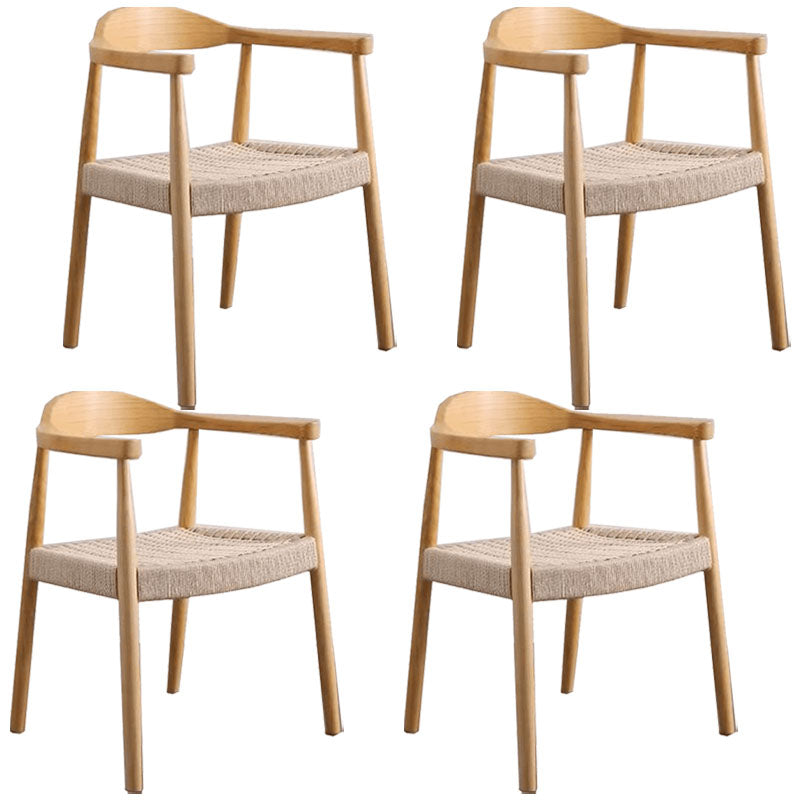 Modern Style Arm Chair Solid Wood Open Back Indoor Dining Chair Natural Beige 4 Piece Set Clearhalo 'Dining Chairs' 'Dining Tables & Seating' 'dining_chair' 'furn' 'furn_dining_chair' 'Furniture' 'furniture_dining_chair' 'Kitchen & Dining Furniture' 4986333