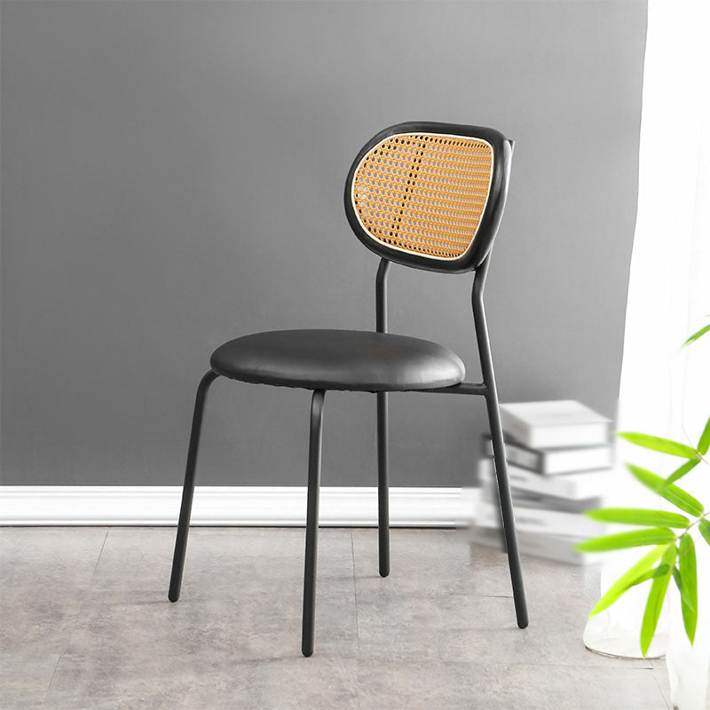 Faux Leather Armless Dining Chair Contemporary Open Back Dining Room Side Chair Black 1 Piece Clearhalo 'Dining Chairs' 'Dining Tables & Seating' 'dining_chair' 'furn' 'furn_dining_chair' 'Furniture' 'furniture_dining_chair' 'Kitchen & Dining Furniture' 4986347