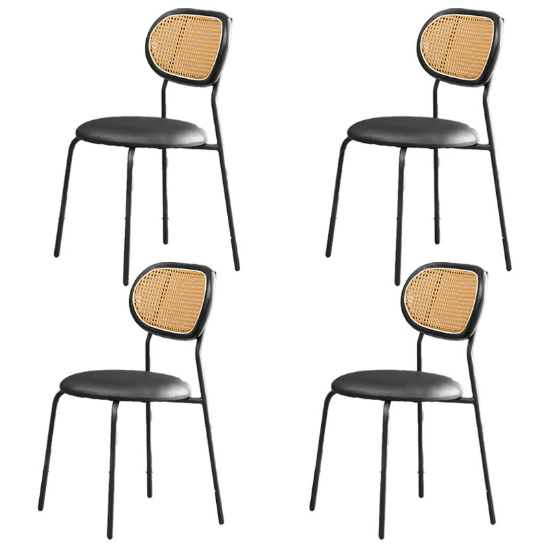Faux Leather Armless Dining Chair Contemporary Open Back Dining Room Side Chair Black 4 Piece Set Clearhalo 'Dining Chairs' 'Dining Tables & Seating' 'dining_chair' 'furn' 'furn_dining_chair' 'Furniture' 'furniture_dining_chair' 'Kitchen & Dining Furniture' 4986352