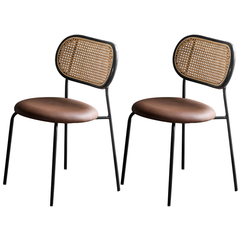 Faux Leather Armless Dining Chair Contemporary Open Back Dining Room Side Chair Khaki 2 Piece Set Clearhalo 'Dining Chairs' 'Dining Tables & Seating' 'dining_chair' 'furn' 'furn_dining_chair' 'Furniture' 'furniture_dining_chair' 'Kitchen & Dining Furniture' 4986362