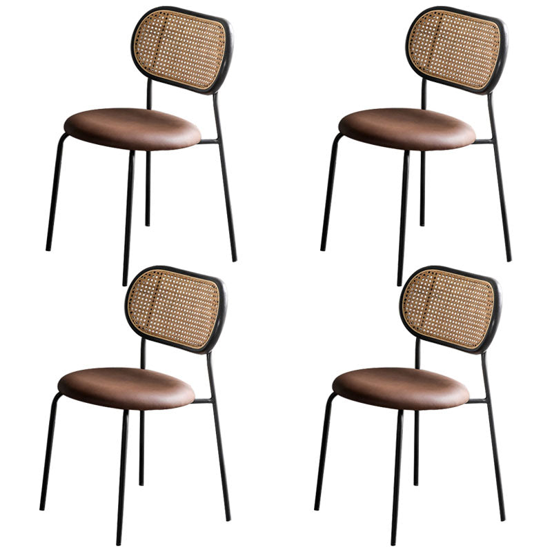Faux Leather Armless Dining Chair Contemporary Open Back Dining Room Side Chair Khaki 4 Piece Set Clearhalo 'Dining Chairs' 'Dining Tables & Seating' 'dining_chair' 'furn' 'furn_dining_chair' 'Furniture' 'furniture_dining_chair' 'Kitchen & Dining Furniture' 4986363