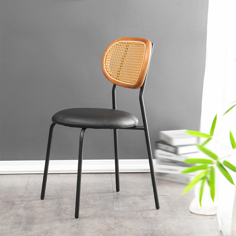 Faux Leather Armless Dining Chair Contemporary Open Back Dining Room Side Chair Brown-Black 1 Piece Clearhalo 'Dining Chairs' 'Dining Tables & Seating' 'dining_chair' 'furn' 'furn_dining_chair' 'Furniture' 'furniture_dining_chair' 'Kitchen & Dining Furniture' 4986364