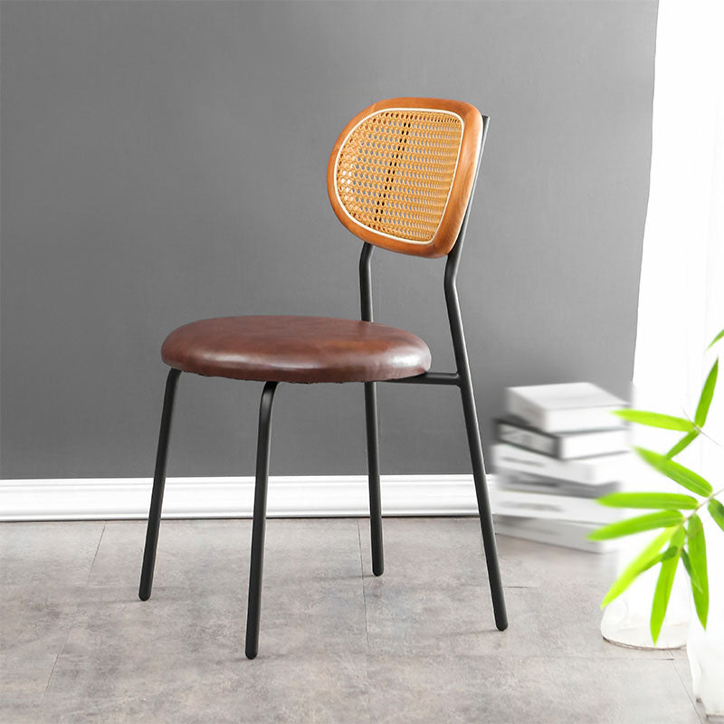 Faux Leather Armless Dining Chair Contemporary Open Back Dining Room Side Chair Brown 1 Piece Clearhalo 'Dining Chairs' 'Dining Tables & Seating' 'dining_chair' 'furn' 'furn_dining_chair' 'Furniture' 'furniture_dining_chair' 'Kitchen & Dining Furniture' 4986367