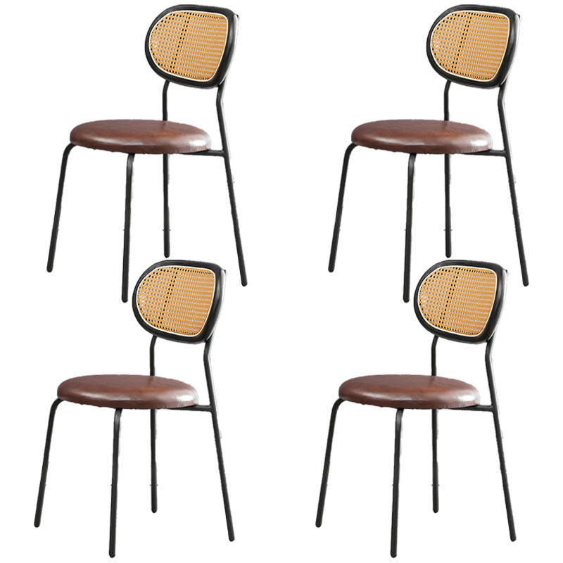Faux Leather Armless Dining Chair Contemporary Open Back Dining Room Side Chair Black-Brown 4 Piece Set Clearhalo 'Dining Chairs' 'Dining Tables & Seating' 'dining_chair' 'furn' 'furn_dining_chair' 'Furniture' 'furniture_dining_chair' 'Kitchen & Dining Furniture' 4986372