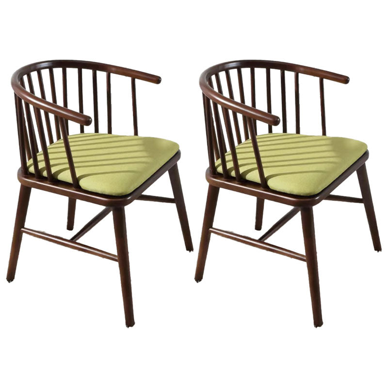 Arm Dining Chairs Modern Oak Wood Side Chairs for Dining Room Green 2 Piece Set Walnut Clearhalo 'Dining Chairs' 'Dining Tables & Seating' 'dining_chair' 'furn' 'furn_dining_chair' 'Furniture' 'furniture_dining_chair' 'Kitchen & Dining Furniture' 4986379
