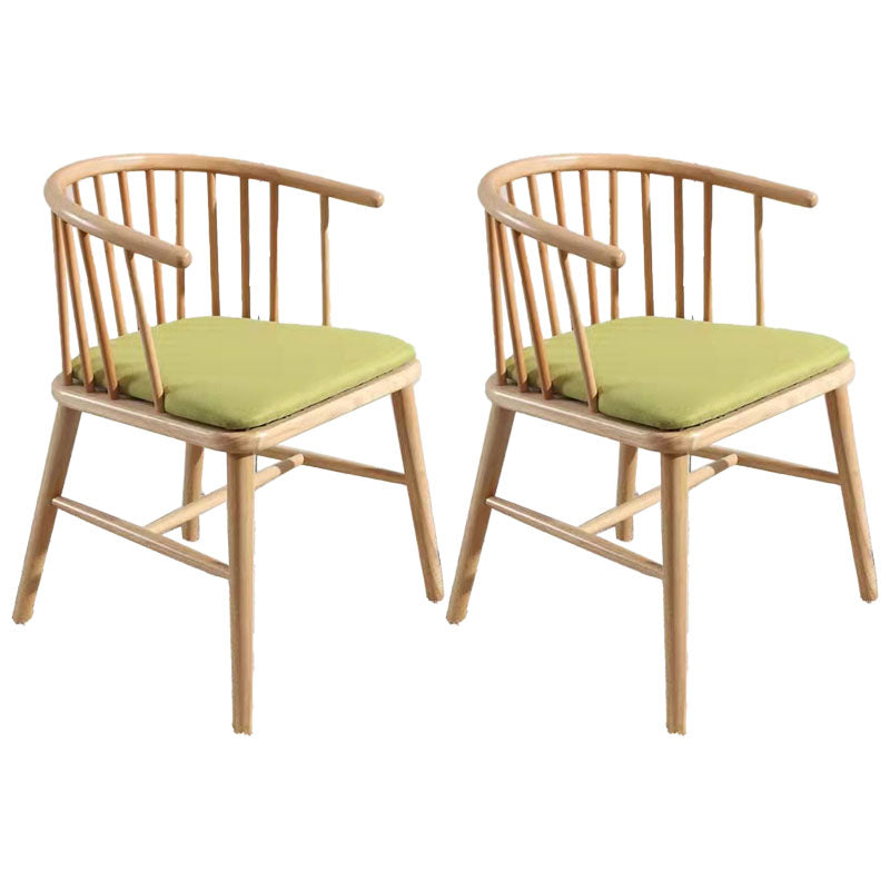 Arm Dining Chairs Modern Oak Wood Side Chairs for Dining Room Green 2 Piece Set Natural Wood Clearhalo 'Dining Chairs' 'Dining Tables & Seating' 'dining_chair' 'furn' 'furn_dining_chair' 'Furniture' 'furniture_dining_chair' 'Kitchen & Dining Furniture' 4986404
