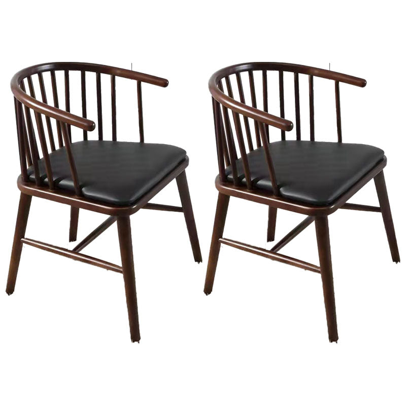 Arm Dining Chairs Modern Oak Wood Side Chairs for Dining Room Black 2 Piece Set Walnut Clearhalo 'Dining Chairs' 'Dining Tables & Seating' 'dining_chair' 'furn' 'furn_dining_chair' 'Furniture' 'furniture_dining_chair' 'Kitchen & Dining Furniture' 4986411