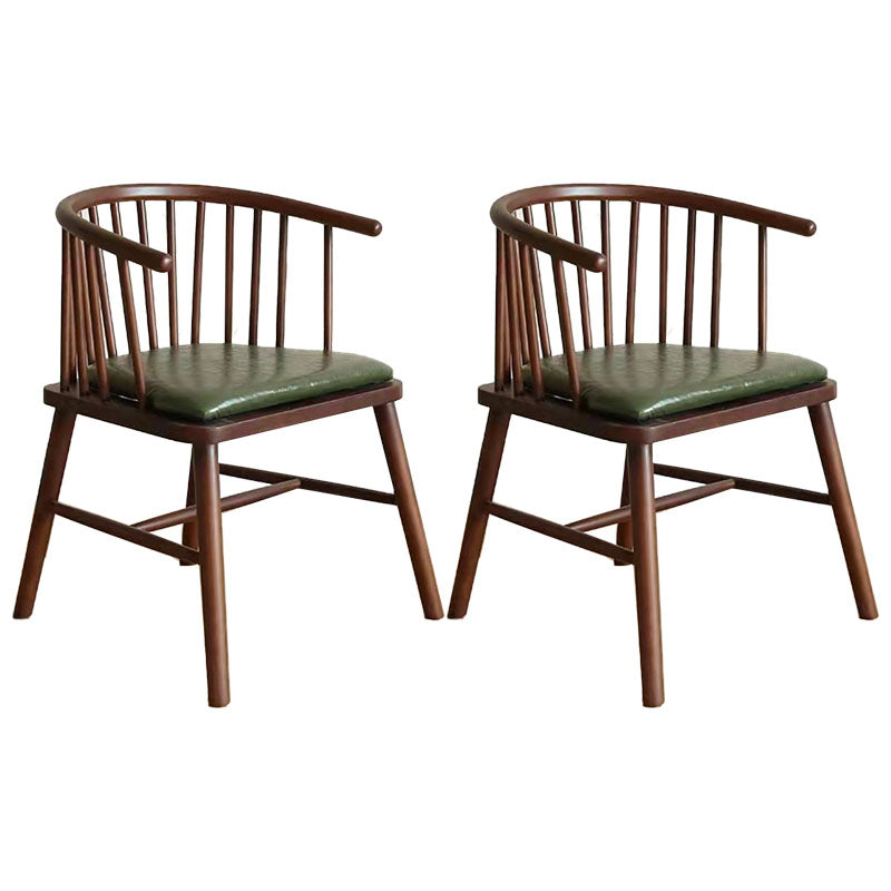 Arm Dining Chairs Modern Oak Wood Side Chairs for Dining Room Dark Green 2 Piece Set Walnut Clearhalo 'Dining Chairs' 'Dining Tables & Seating' 'dining_chair' 'furn' 'furn_dining_chair' 'Furniture' 'furniture_dining_chair' 'Kitchen & Dining Furniture' 4986420