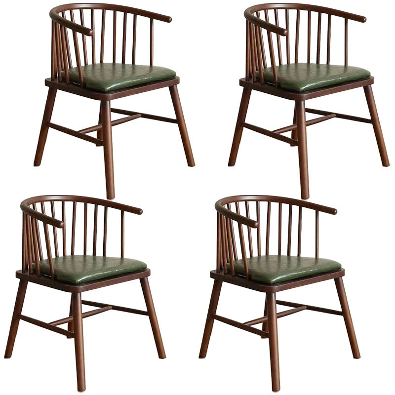 Arm Dining Chairs Modern Oak Wood Side Chairs for Dining Room Dark Green 4 Piece Set Walnut Clearhalo 'Dining Chairs' 'Dining Tables & Seating' 'dining_chair' 'furn' 'furn_dining_chair' 'Furniture' 'furniture_dining_chair' 'Kitchen & Dining Furniture' 4986421