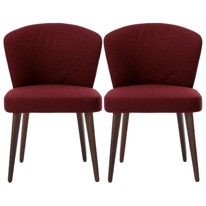 Dining Room Dining Chairs Modern Dining Side Chairs with Wood Legs Burgundy 2 Piece Set Clearhalo 'Dining Chairs' 'Dining Tables & Seating' 'dining_chair' 'furn' 'furn_dining_chair' 'Furniture' 'furniture_dining_chair' 'Kitchen & Dining Furniture' 4986425