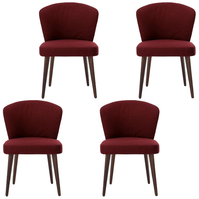Dining Room Dining Chairs Modern Dining Side Chairs with Wood Legs Burgundy 4 Piece Set Clearhalo 'Dining Chairs' 'Dining Tables & Seating' 'dining_chair' 'furn' 'furn_dining_chair' 'Furniture' 'furniture_dining_chair' 'Kitchen & Dining Furniture' 4986428