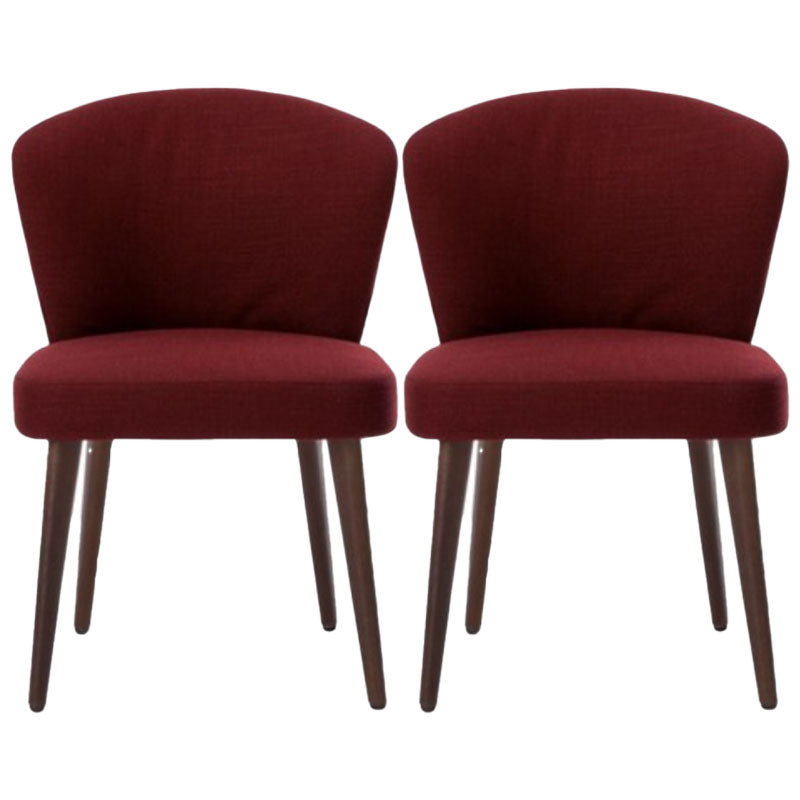 Dining Room Dining Chairs Modern Dining Side Chairs with Wood Legs Red 2 Piece Set Clearhalo 'Dining Chairs' 'Dining Tables & Seating' 'dining_chair' 'furn' 'furn_dining_chair' 'Furniture' 'furniture_dining_chair' 'Kitchen & Dining Furniture' 4986438