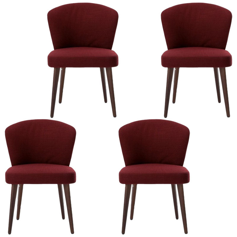 Dining Room Dining Chairs Modern Dining Side Chairs with Wood Legs Red 4 Piece Set Clearhalo 'Dining Chairs' 'Dining Tables & Seating' 'dining_chair' 'furn' 'furn_dining_chair' 'Furniture' 'furniture_dining_chair' 'Kitchen & Dining Furniture' 4986439
